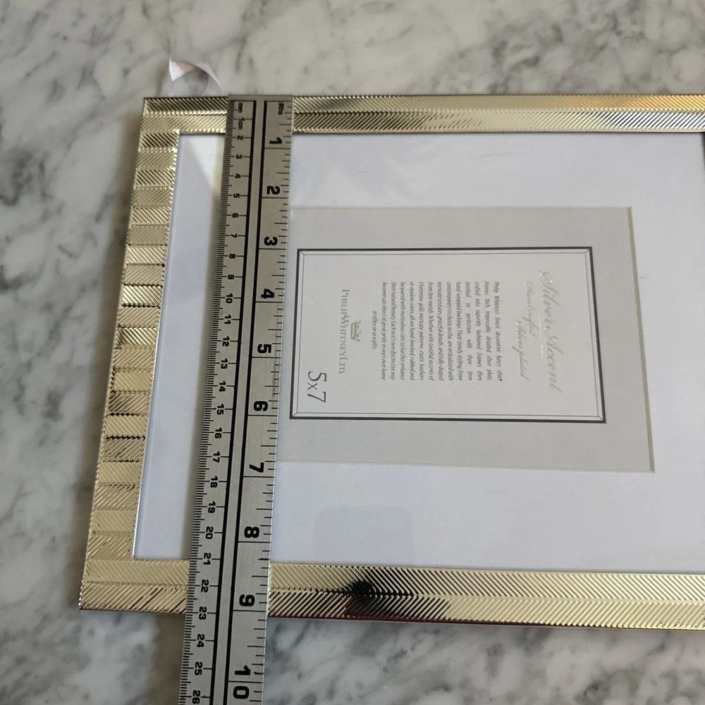 Photo Whitney Silver Plated Picture Frame Hand Polished Textured Stripes 5x7